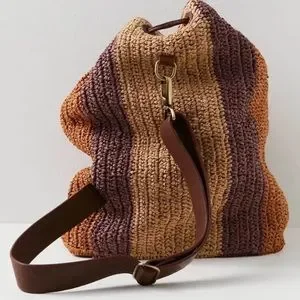 Free People Summer Breeze Raffia + Leather Drawstring Sling Bag Free People Exterior Bags & Handbags for Women for sale | eBay main image 3